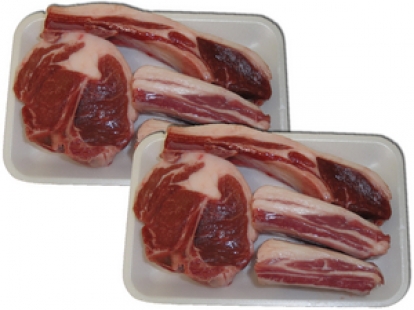 かわにしの丘しずお農場のラム肉骨付きステーキセット350g×2
